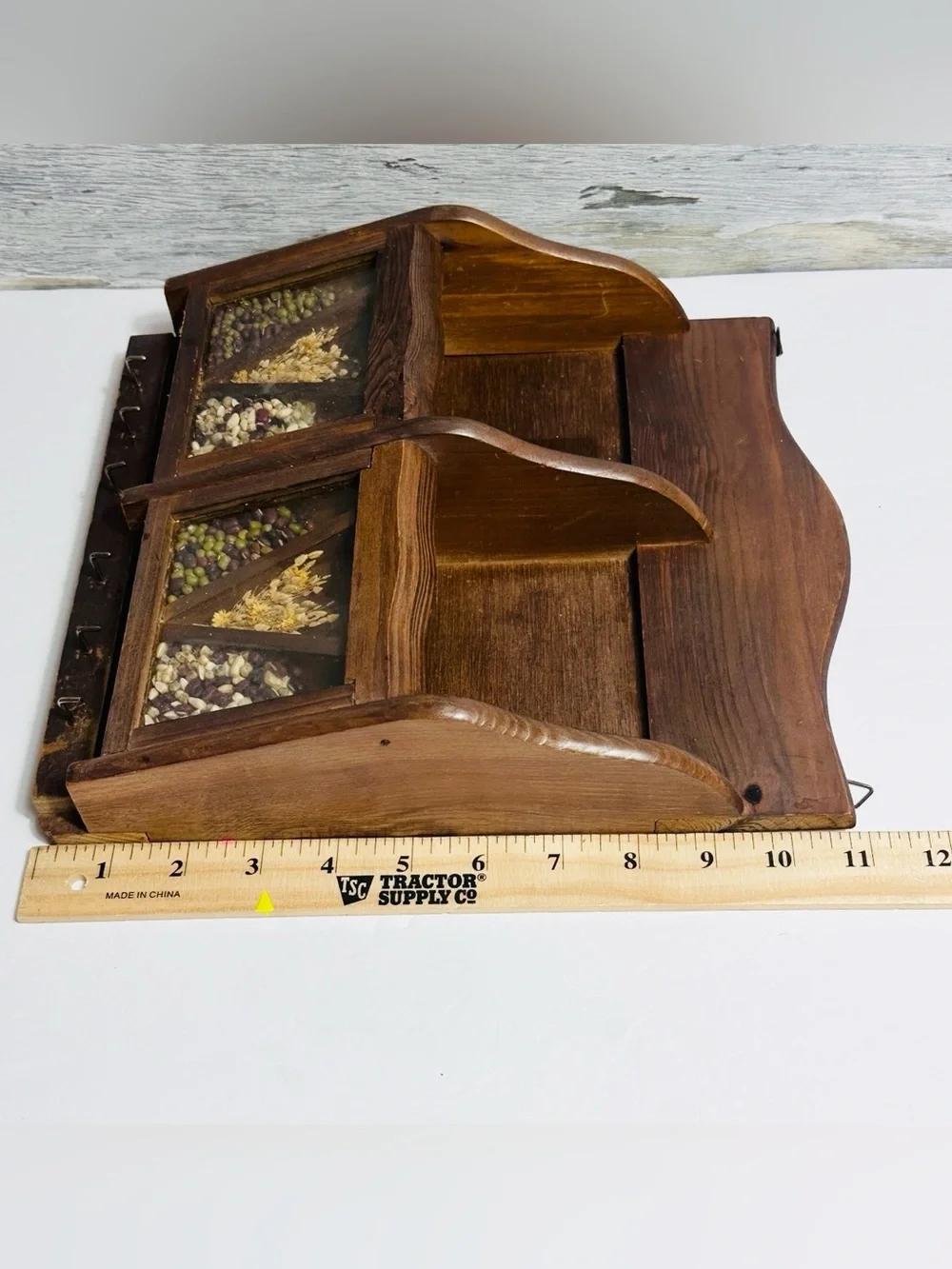 Vintage 1970s wooden wall mail / key holder organizer mfg by Gailstyn-Sutton.